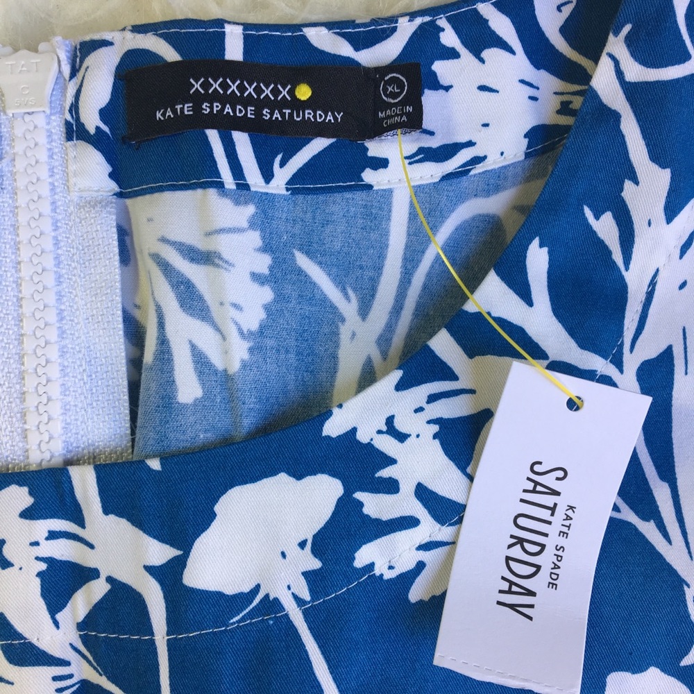 Kate Spade Saturday Poppy Blue Print Cropped Top - Picture 3 of 3